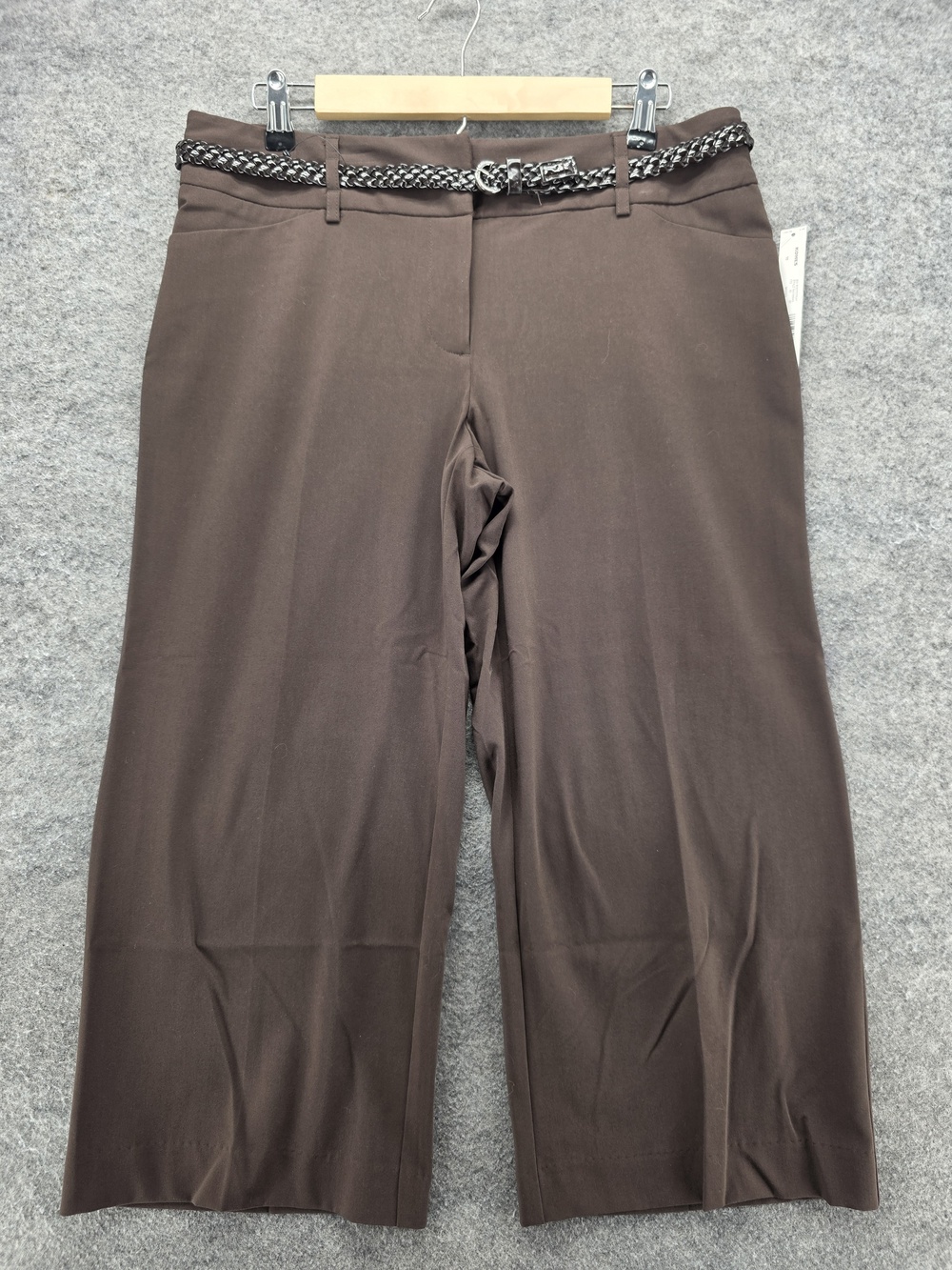 Apt 9 Pants Womens 10 Brown Ava Bootcut Polyester Rayon Spandex Belt Career NWT